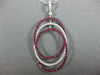 ESTATE LARGE 1.23CT DIAMOND & AAA RUBY 18KT WHITE GOLD OVAL TRINITY FUN PENDANT