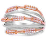 LARGE .31CT DIAMOND 14KT WHITE & ROSE GOLD 3D MULTI ROW CRISS CROSS FUN RING