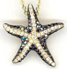 .65CT WHITE & BLACK DIAMOND 14KT YELLOW GOLD LUCKY STARFISH FUN FLOATING PENDANT