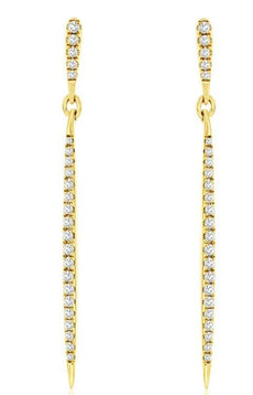 ESTATE .42CT DIAMOND 14KT YELLOW GOLD 3D GRADUATING FUN BAR HANGING EARRINGS