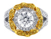 LARGE 4.35CT WHITE & FANCY YELLOW DIAMOND PLATINUM 3D SOLITAIRE ENGAGEMENT RING