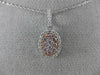 ESTATE .49CT WHITE & PINK DIAMOND 14KT WHITE & ROSE GOLD 3D CLUSTER OVAL PENDANT