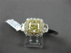 ESTATE LARGE 3.43CT GIA FANCY YELLOW DIAMOND 18KT TWO TONE GOLD ENGAGEMENT RING