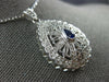 ESTATE LARGE 1.32CT DIAMOND & AAA SAPPHIRE 14KT WHITE GOLD 3D TEAR DROP PENDANT