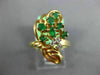 ESTATE WIDE .46CT DIAMOND & AAA EMERALD 14K YELLOW GOLD 3D WOVEN BASKET FUN RING