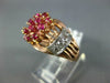 ANTIQUE WIDE .70CT OLD MINE DIAMOND & AAA RUBY 14KT WHITE & ROSE GOLD RING #757