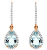 2.32CT DIAMOND & AAA AQUAMARINE 14KT WHITE ROSE GOLD PEAR SHAPE HANGING EARRINGS