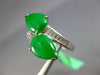 WIDE .35CT DIAMOND & AAA IMPERIAL JADEITE 14KT WHITE GOLD CRISS CROSS SNAKE RING