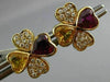 ANTIQUE 2.85CT DIAMOND & MULTI GEM 18KT YELLOW GOLD DOUBLE HEART EARRINGS #2875