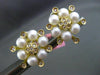 ESTATE LARGE .62CT DIAMOND & PEARL 18KT TWO TONE GOLD 3D FLOWER CLIP ON EARRINGS