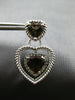 4.35CT DIAMOND & AAA SMOKEY TOPAZ 14KT WHITE GOLD TRIPLE HEART HANGING EARRINGS