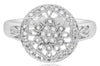 ESTATE .15CT DIAMOND 14KT WHITE GOLD 3D OPEN FILIGREE FLOWER CIRCULAR FUN RING