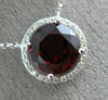 ESTATE LARGE 2.54CT DIAMOND & AAA GARNET 14K WHITE GOLD CLASSIC ROUND NECKLACE