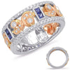 WIDE .87CT DIAMOND & AAA SAPPHIRE 14K WHITE & ROSE GOLD 3D ROUND & PRINCESS RING