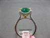 4.49CT DIAMOND & AAA EMERALD 18KT 2 TONE GOLD CLASSIC ROUND HALO ENGAGEMENT RING