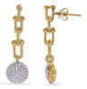 .48CT DIAMOND 14KT 2 TONE GOLD CLUSTER CIRCULAR HORSESHOE LUCKY HANGING EARRINGS