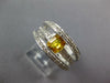 WIDE 1.62CT DIAMOND AAA YELLOW SAPPHIRE 14K WHITE GOLD MULTI ROW ENGAGEMENT RING