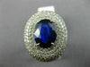 ESTATE LARGE 6.95CT DIAMOND & AAA SAPPHIRE 14KT WHITE GOLD OVAL ENGAGEMENT RING