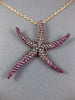 ESTATE EXTRA LARGE 3.75CT AAA PINK SAPPHIRE 18KT ROSE GOLD STAR FISH FUN PENDANT