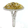 LARGE 4.39CT MULTI COLOR DIAMOND 18K WHITE GOLD 3D MULTI SHAPE CLUSTER OVAL RING