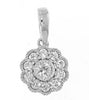 ESTATE 0.26CT DIAMOND 14KT WHITE GOLD FLOWER FILIGREE MILIGRAIN FLOATING PENDANT