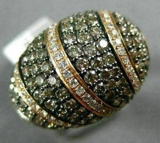 ESTATE 2.89CT WHITE & CHOCOLATE FANCY DIAMOND 14KT ROSE GOLD MULTI ROW FUN RING