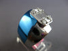 EXTRA LARGE .93CT DIAMOND & BLUE ENAMEL 18KT WHITE GOLD CLUSTER UNISEX FUN RING