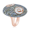 EXTRA LARGE 5.77CT WHITE & FANCY MULTI COLOR DIAMOND 18K ROSE GOLD FLOWER RING