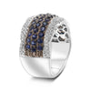 LARGE 1.94CT DIAMOND & AAA SAPPHIRE 14KT WHITE GOLD MULTI ROW ANNIVERSARY RING