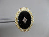 ANTIQUE VICTORIAN OLD MINE DIAMOND ONYX 14K Y GOLD FILIGREE COCKTAIL RING #20714
