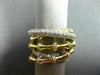 ESTATE LARGE 1.42CT DIAMOND 14KT WHITE YELLOW & ROSE GOLD MULTI ROW BAMBOO RING