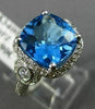 ESTATE 4.80CT DIAMOND & AAA BLUE TOPAZ 14K WHITE GOLD 3D FILIGREE HALO RING 2063