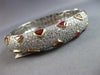 12.99CT DIAMOND & AAA RUBY 18K 2 TONE GOLD TRILLION & ROUND CUFF BANGLE BRACELET