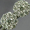 ESTATE .80CT DIAMOND 18KT WHITE GOLD 3D 7MM CLASSIC CLUSTER FLOWER STUD EARRINGS