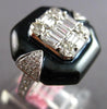 LARGE 1.67CT DIAMOND & BLACK ENAMEL 18K WHITE GOLD ROUND & BAGUETTE OCTAGON RING