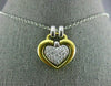 ESTATE LARGE .55CT DIAMOND PLATINUM & 18KT YELLOW GOLD DOUBLE HEART PENDANT #310