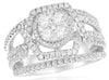 ESTATE WIDE 1.45CT DIAMOND 18K WHITE GOLD ROUND CLUSTER HEXAGON ANNIVERSARY RING
