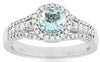 ESTATE .87CT DIAMOND & AAA AQUAMARINE 14KT WHITE GOLD ROUND HALO ENGAGEMENT RING