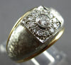WIDE .36CT DIAMOND 14K 2 TONE GOLD 3D ROUND SQUARE MATTE & SHINY FUN RING #28029