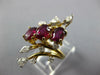 3.92CT DIAMOND & AAA RUBY 14KT 2 TONE GOLD MULTI SHAPE 3 STONE LEAF RING #26976