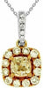 ESTATE 1.23CT WHITE & FANCY YELLOW DIAMOND 14KT WHITE & YELLOW GOLD HALO PENDANT