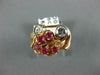 ANTIQUE WIDE .70CT OLD MINE DIAMOND & AAA RUBY 14KT WHITE & ROSE GOLD RING #1652