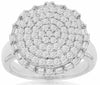 ESTATE LARGE 1.38CT ROUND & BAGUETTE DIAMOND 14KT WHITE GOLD 3D CLUSTER FUN RING