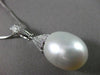 ESTATE LARGE AAA SOUTH SEA PEARL & DIAMOND 14KT WHITE GOLD PENDANT W/ CHAIN #634