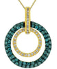 1.0CT WHITE & BLUE DIAMOND 14KT YELLOW GOLD 3D CIRCLE OF LIFE FLOATING PENDANT