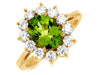 ESTATE 2.85CT DIAMOND & AAA PERIDOT 14KT YELLOW GOLD OVAL ROUND FLOWER LOVE RING