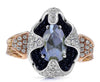 LARGE 2.15CT WHITE BLACK & ICE DIAMOND 18KT WHITE & ROSE GOLD 3D ENGAGEMENT RING