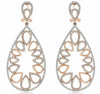LARGE 2.34CT DIAMOND 14KT ROSE GOLD 3D FLOWER TEAR DROP CLIP ON HANGING EARRINGS
