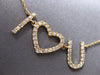 ESTATE .34CT DIAMOND 14KT YELLOW GOLD 3D CLASSIC I LOVE YOU HEART LOVE NECKLACE