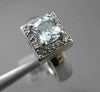 ESTATE 1.08CT DIAMOND & AAA AQUAMARINE 14KT WHITE GOLD SQUARE HALO COCKTAIL RING